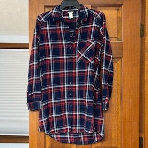 Forever 21 Red and Navy Plaid Flannel Shirt